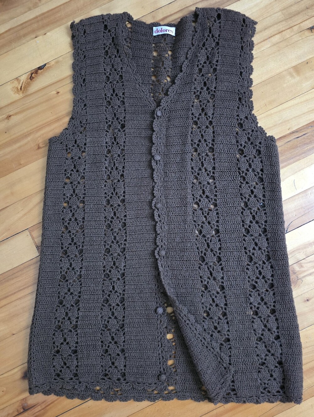 Dolores Vintage  Brown Woolblend Sleeveless Cardigan Vest Sz 38 ( Ptp 20" )